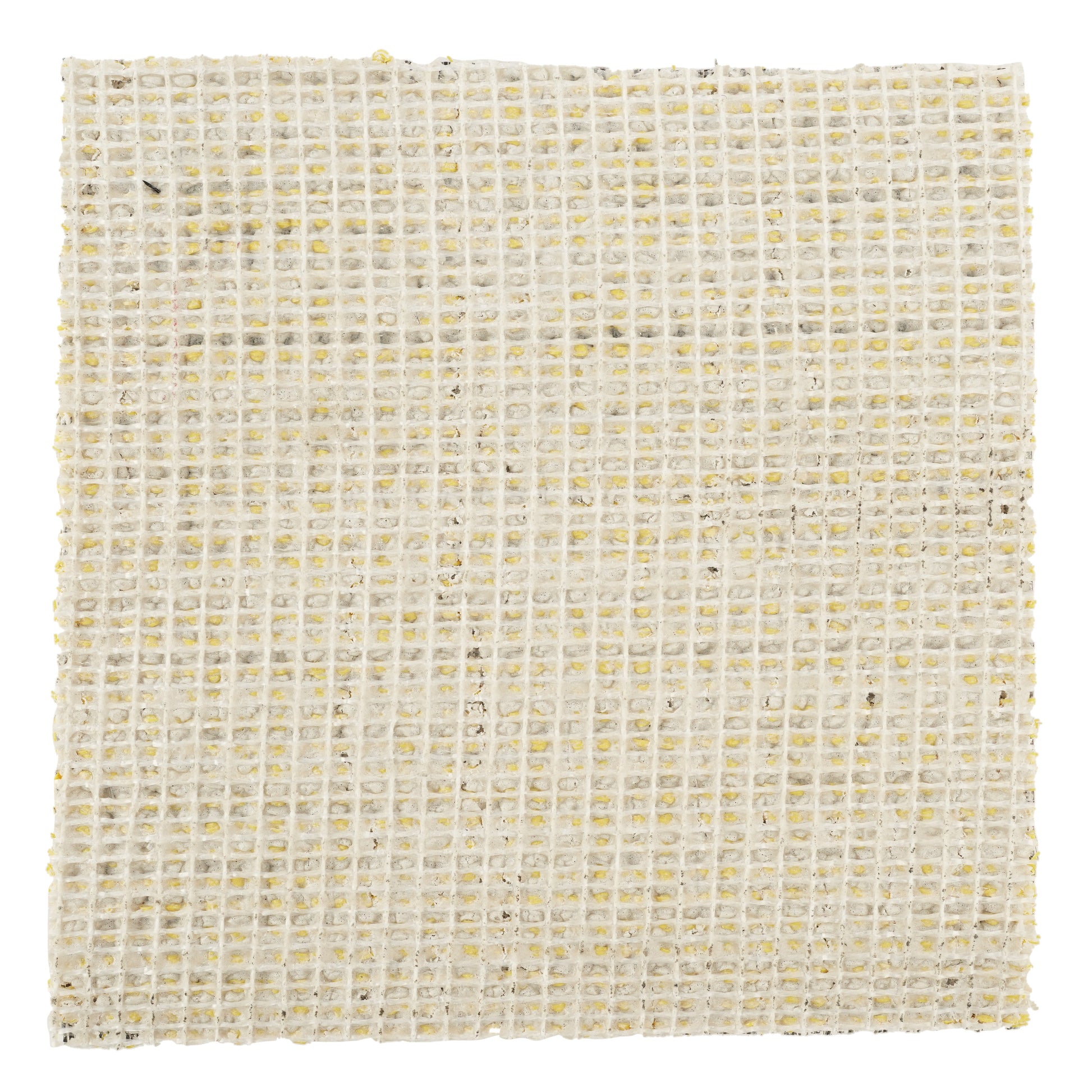 White mesh fabric with grid pattern, ideal for crafting and upholstery projects.