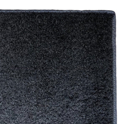 Soft black area rug with thick texture, perfect for cozy living spaces.