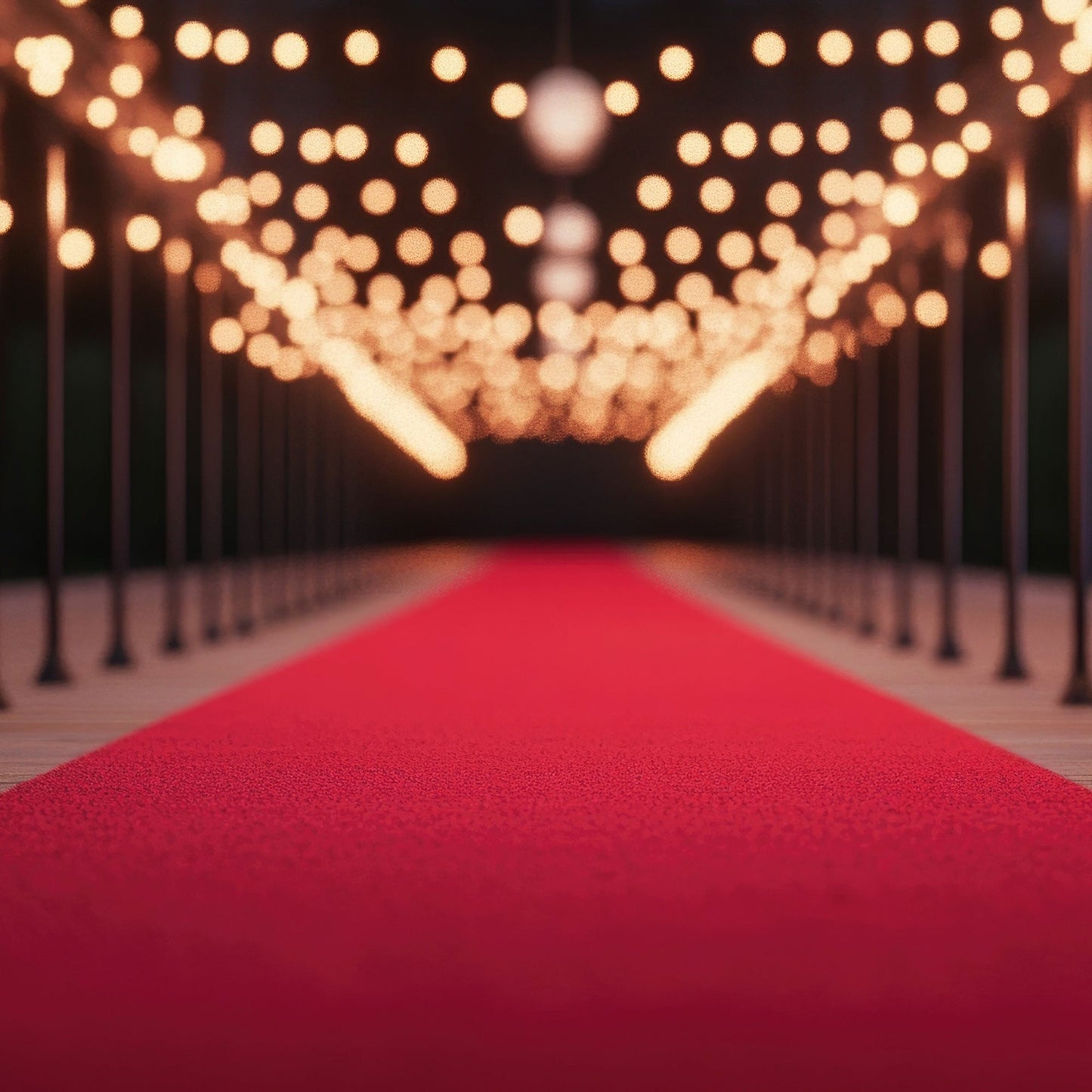 Luxurious red carpet with glowing lights, perfect for events and special occasions.