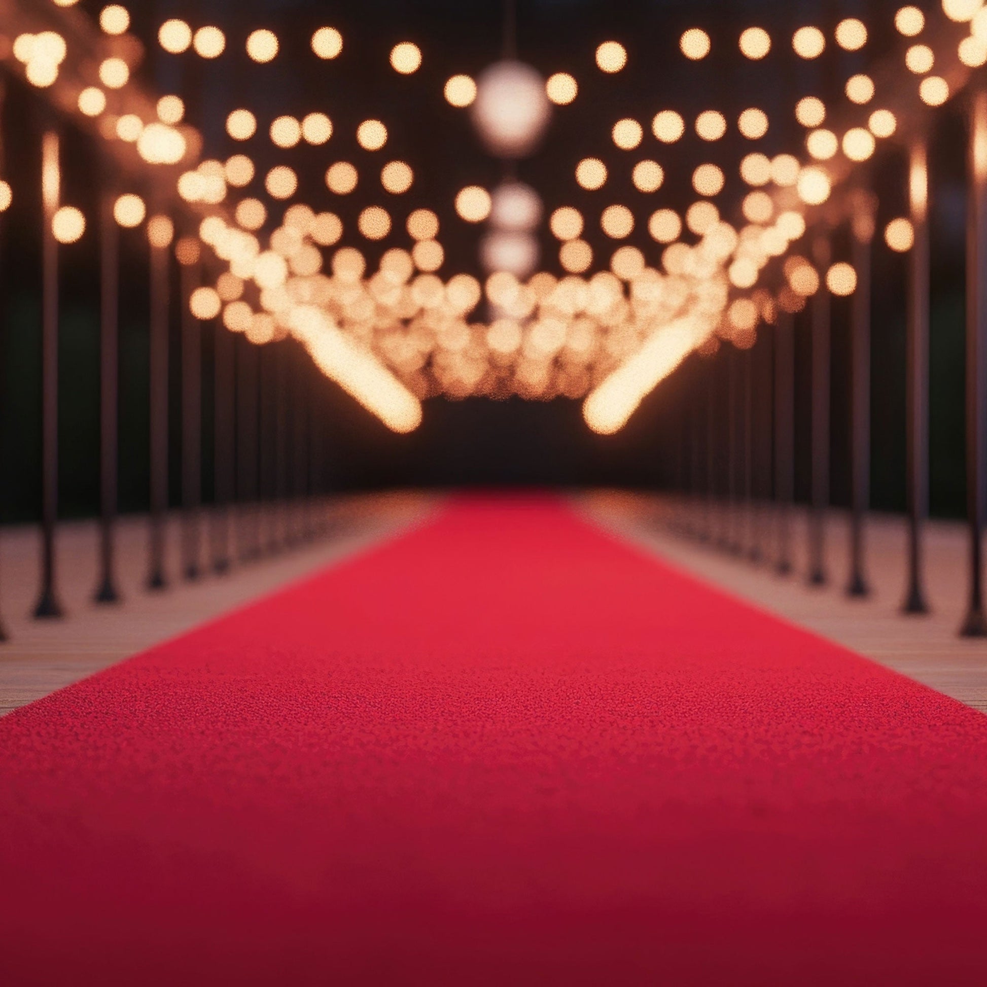 Luxurious red carpet with glowing lights, perfect for events and special occasions.