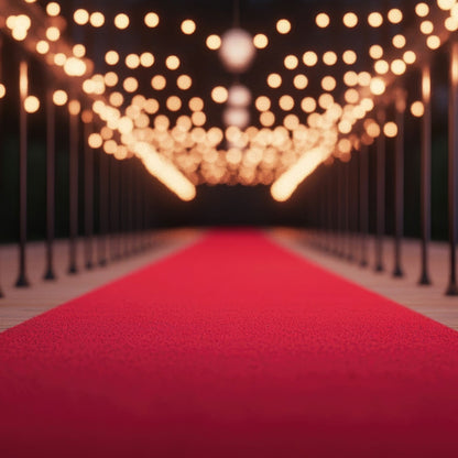 Luxurious red carpet with glowing lights, perfect for events and special occasions.
