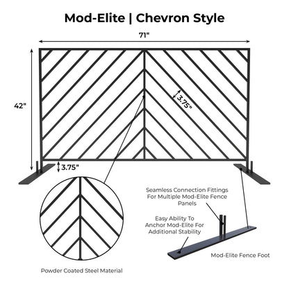 Mod-Elite Chevron 6ft Fence Panel | Black