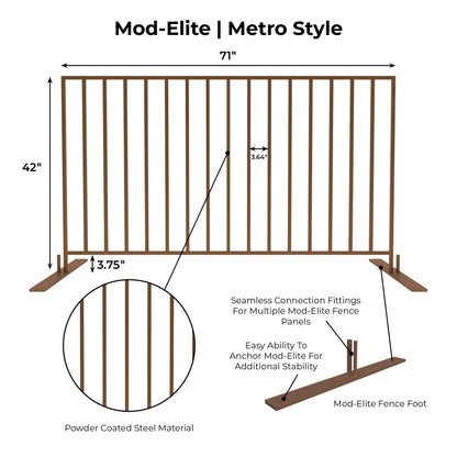 Mod-Elite Metro 6ft Fence Panel | Brown