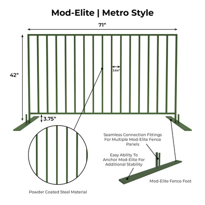 Mod-Elite Metro 6ft Fence Panel | Green