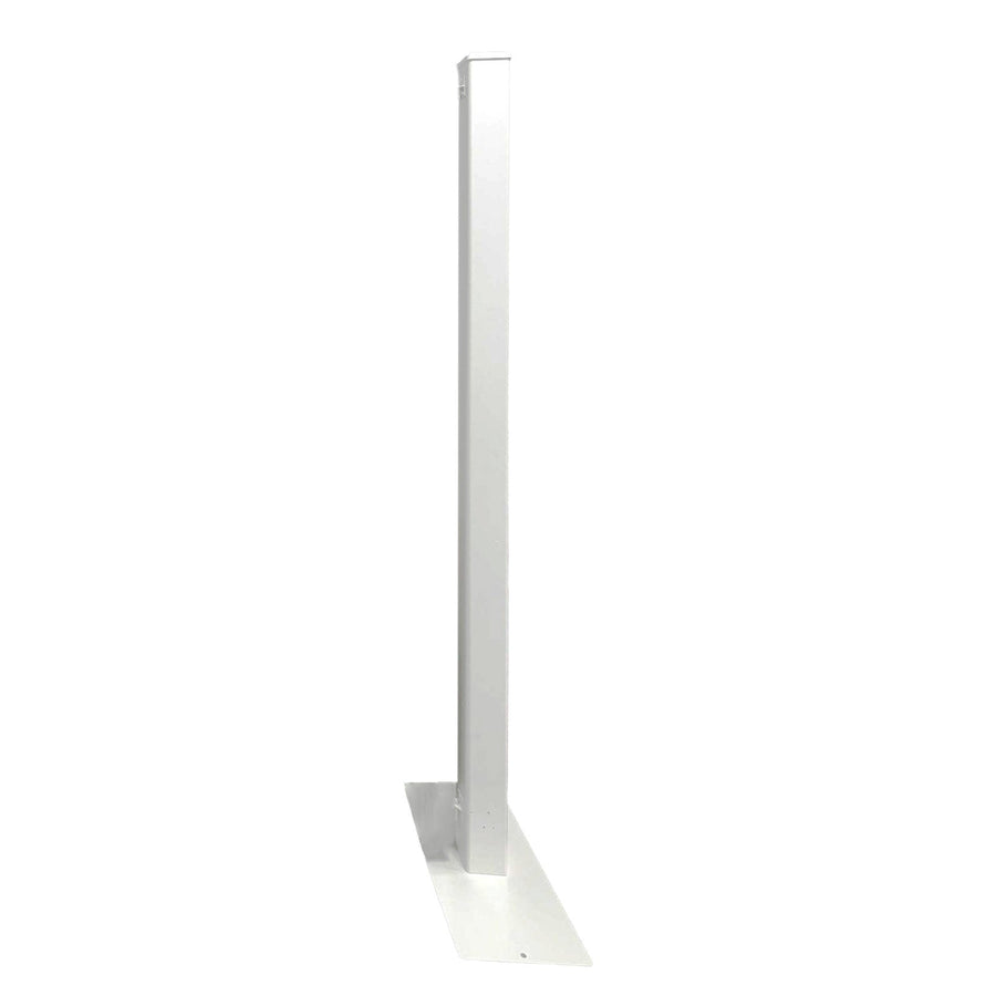 White metal display pole, sturdy design for showcasing products or signage, ideal for retail environments.