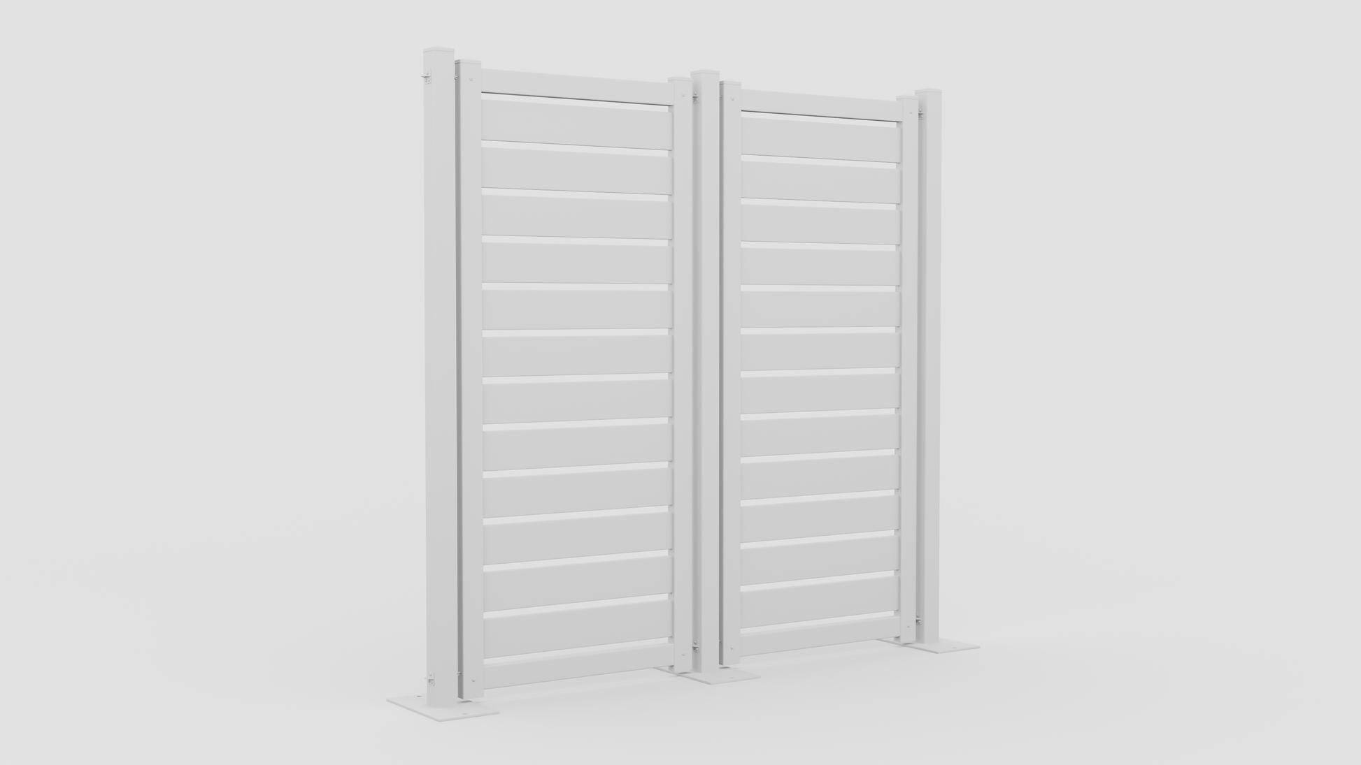 Modern white outdoor privacy screen, made of durable materials, perfect for patios or gardens.